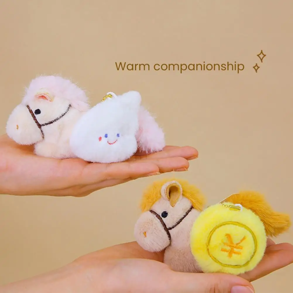 Playset cheval en peluche poupée poney porte-clés ensemble pour femmes année du cheval mascotte sac à dos charme cadeau mignon poney sac à main pendentif