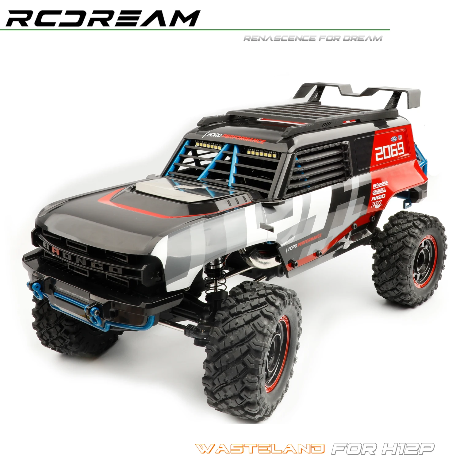 

New RCDream Meijiaxin H12P roof luggage rack tail wing front windshield side window armored grille tail light cover components