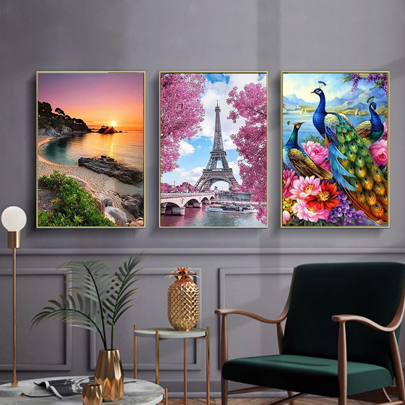 5D DIY Diamante Pintura de Paisagem, Animal, Flores, Ponto Cruz Kit, Completa Rodada Diamante Bordado, Mosaico Imagem, Home Decor, Presentes