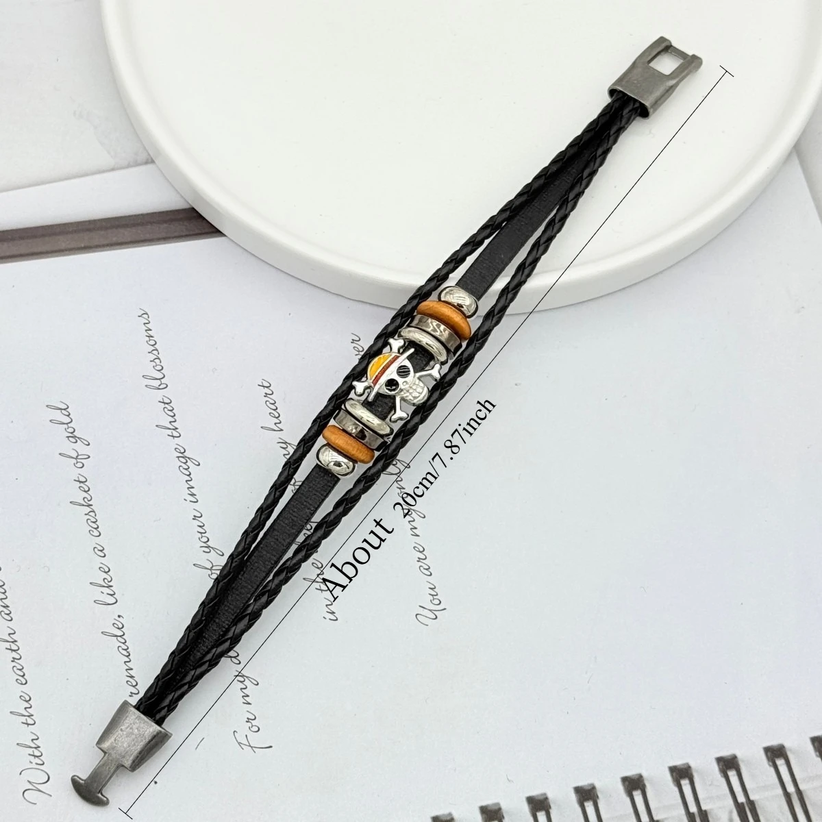 Cosplay accessories One Piece woven Bracelet Luffy  Cosplay Accessories Straw Hat Pirate  multilayer buckle ring birthday gift view 6