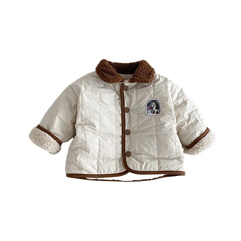 Reversible Kids Coat, 2025 Plush Velvet Jacket for Baby Boys 0-5 Years, Autumn Winter Two-Sided Outerwear