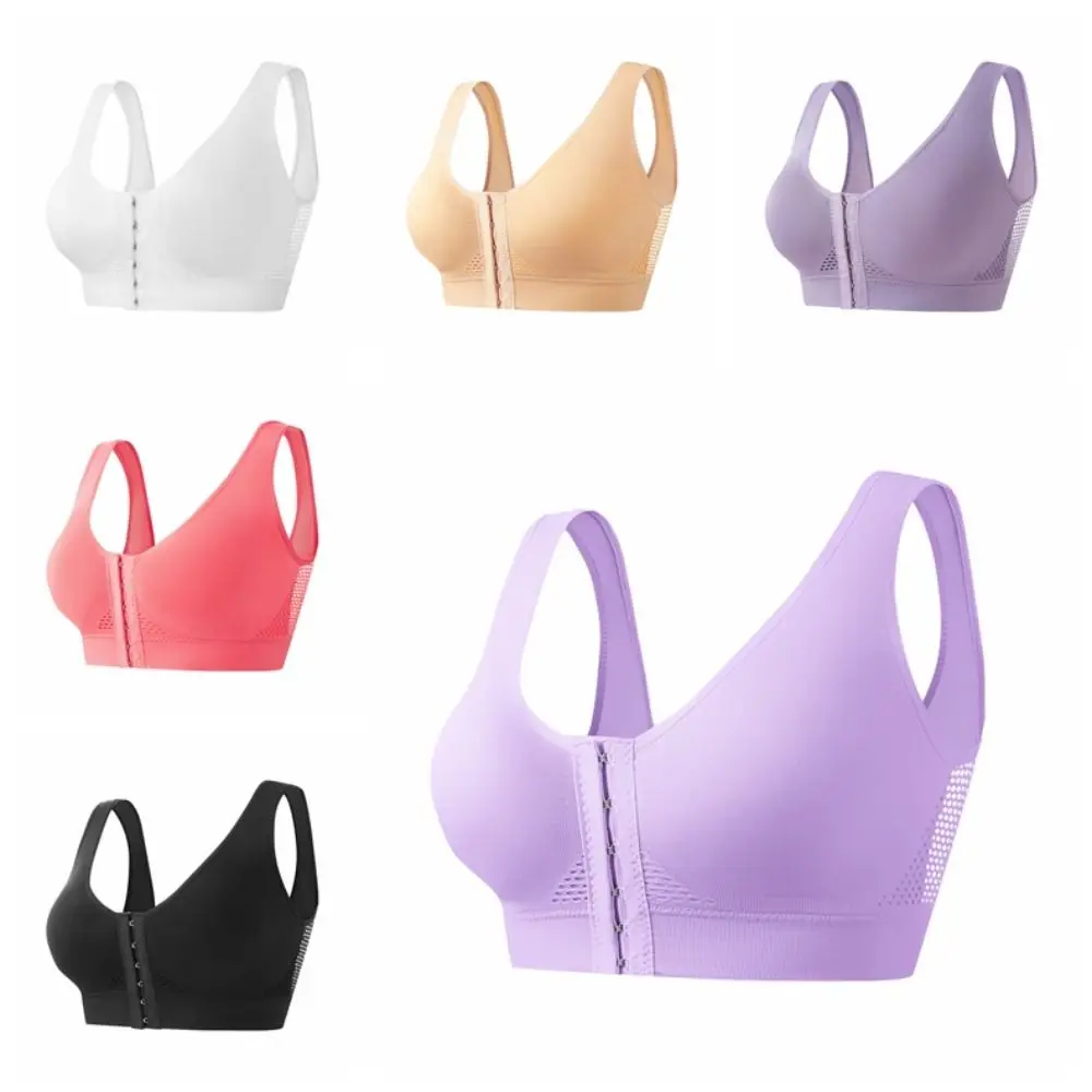 Reggiseno intimo anti-cedimento con fibbia anteriore senza fili con scollo a V profondo per donna Reggiseno push up cavo in rete antiurto per ragazze Lady