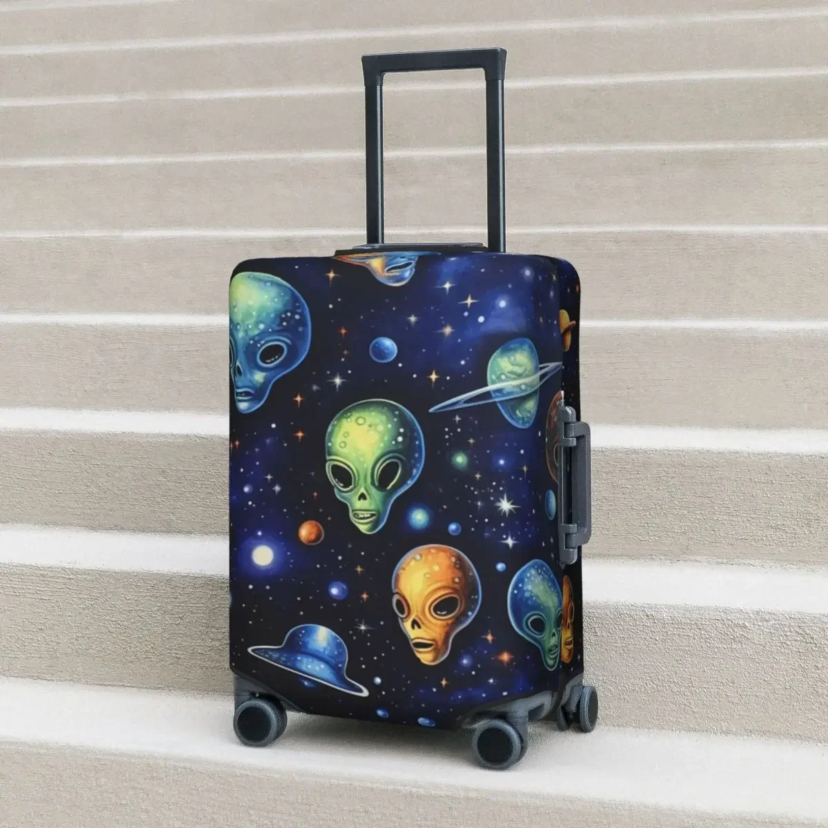 Funny Space Galaxy Suitcase Cover Aesthetic Fun Business Protector Luggage Supplies Holiday Christmas Gift