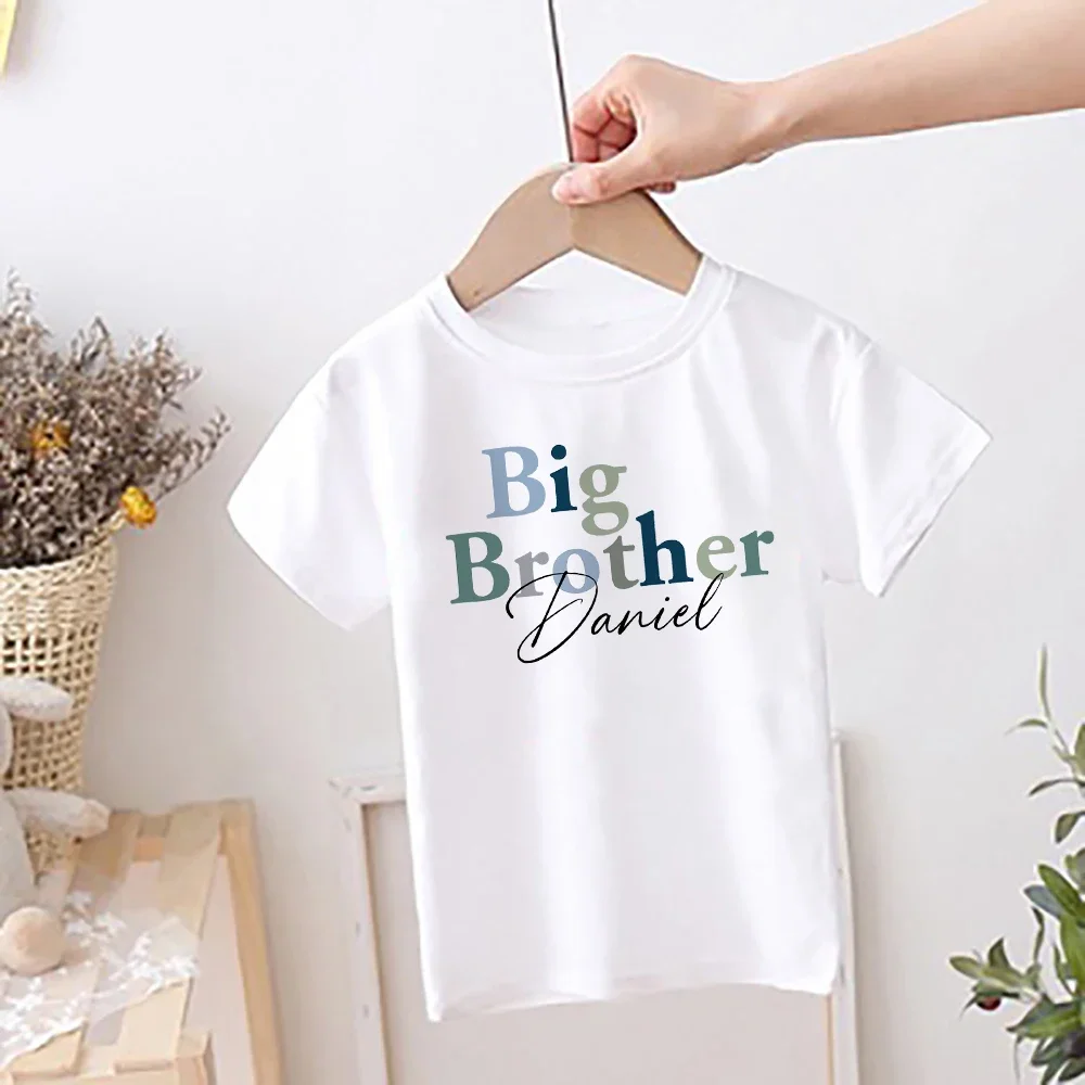 Big Sister Little Brother Matching Clothes Personalized Sibling Shirt Custom Name Kids T-shirt Top Baby Bodysuit Look Outfit Top