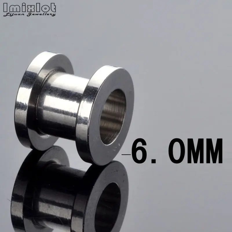 Imixlot 2 stücke Edelstahl Ohr Tunnel Stecker Schraube Fit Silber Farbe Runde Ohr Flesh Gauge Ohr Expander Piercing schmuck