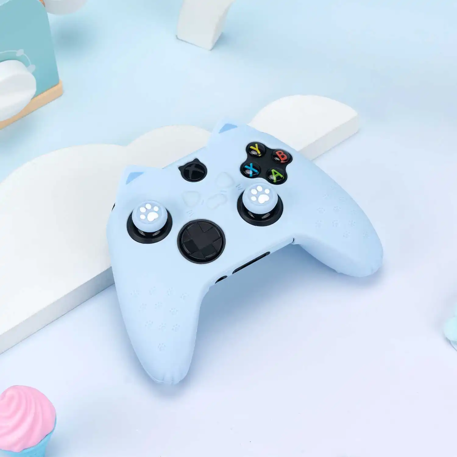 Cute Cat Paw Silicone Soft Protector Sticker Skin For Xbox Series X/S Game Controller Protective Case Thumb Stick Grip Cap Cover