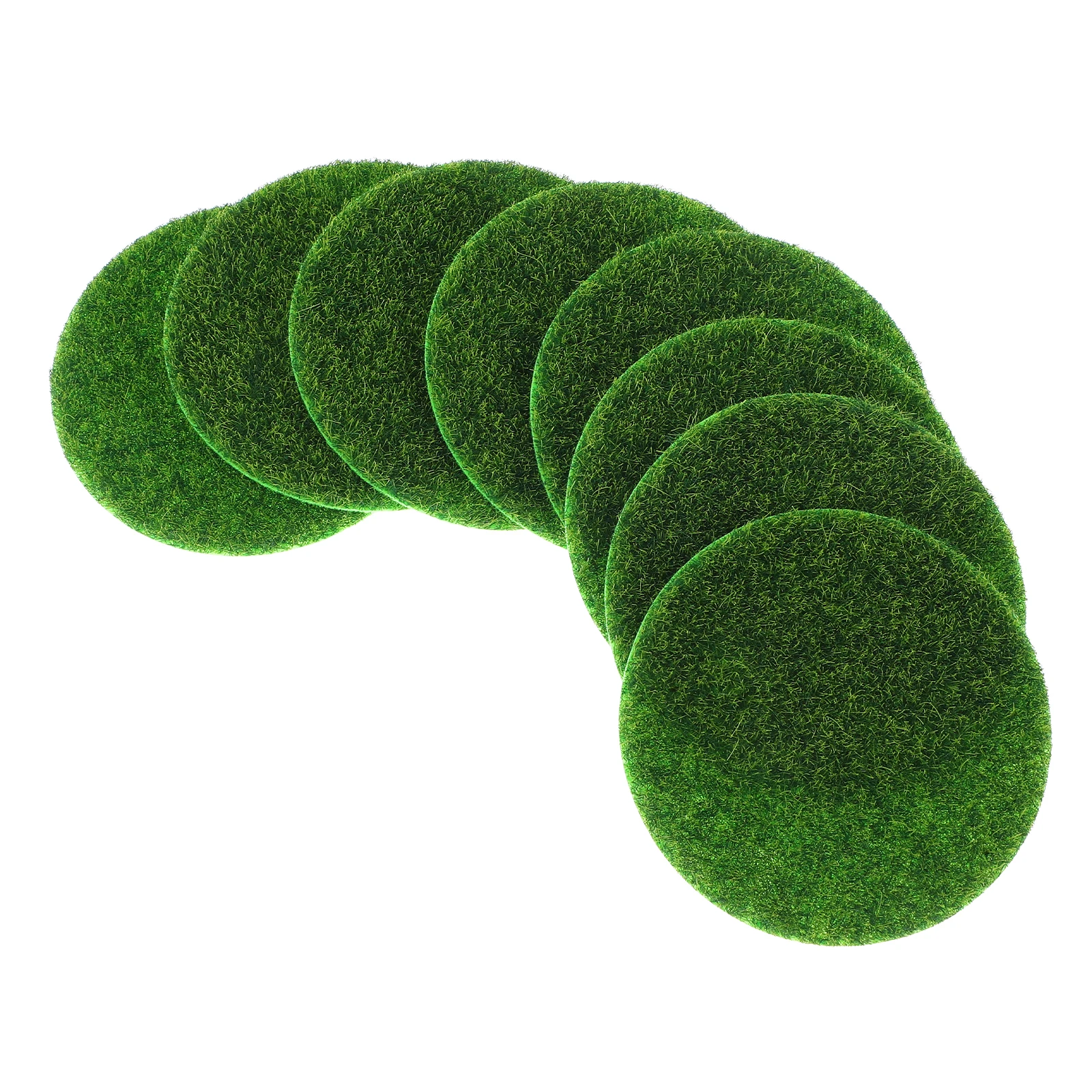

8pcs Round Micro Landscape Artificial Lawn Mat For Diy Fairy Garden Decoration Miniature Grass Turf Fake Greenery Craft Ornament