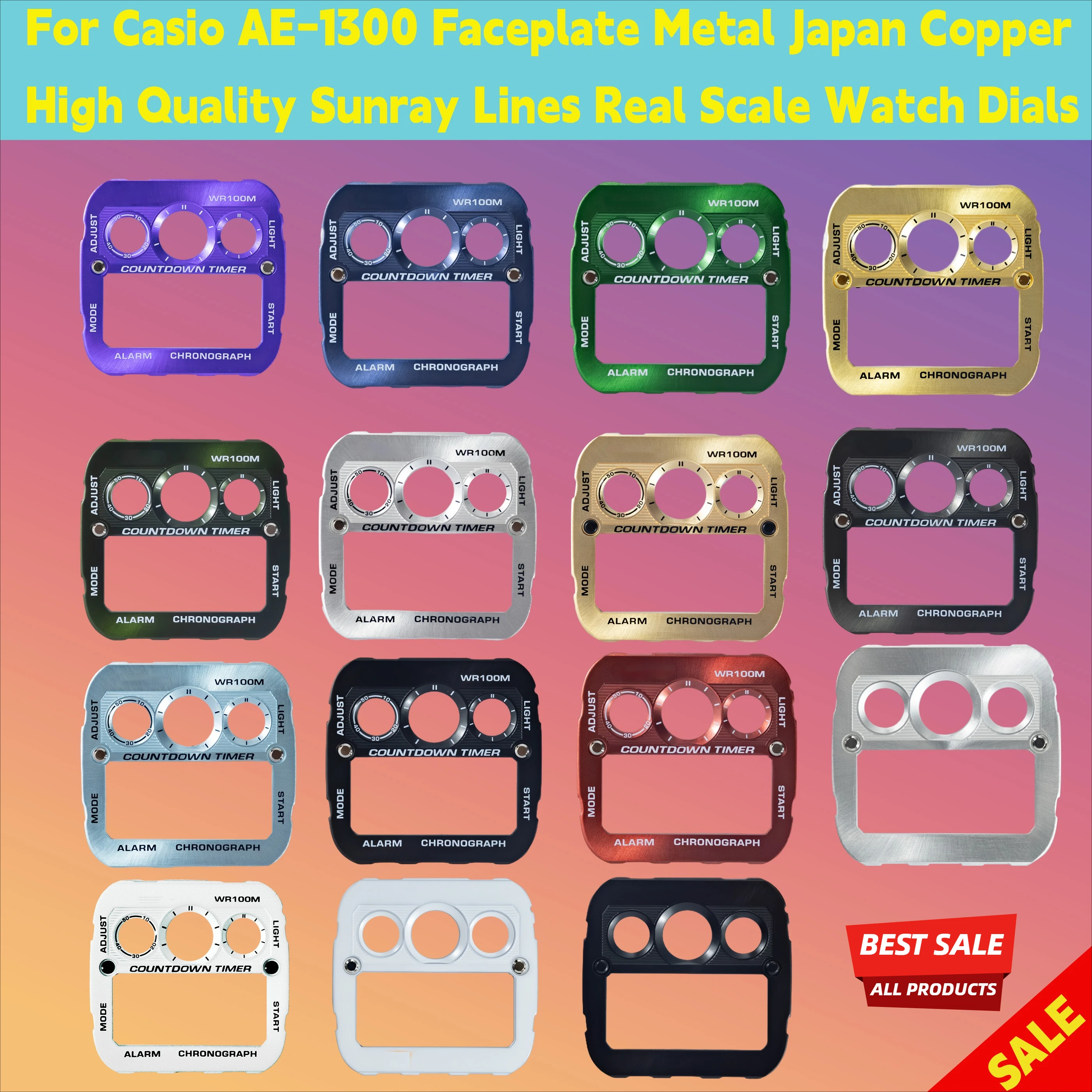 Wholesale DIY Sunray Texture Watch Dial Compatible with Casio AE1300 Watch Faceplate Metal J Modifications Accessories