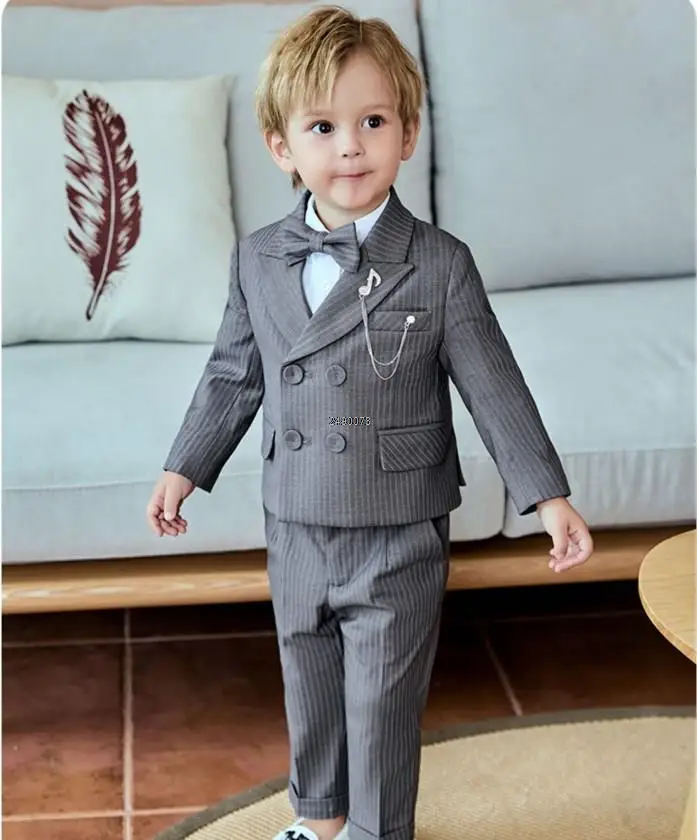 Little Boys Luxurious Photography Suit Children Formal Wedding Dress Kids Performance Blazer Suit Baby Birthday Ceremony Costume