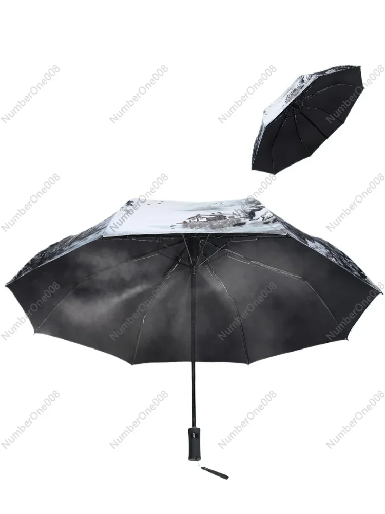 

Spray umbrella black technology cooling folding sun protection and UV protection umbrella dual-purpose national wind umbrella.