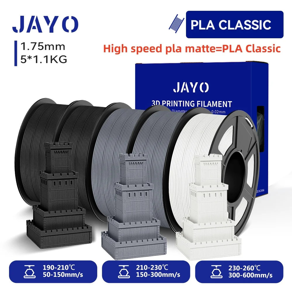 JAYO 3D PETG/ High Speed Matte PETG/PLA Classic Printer Filament 1,75 mm 3D-Drucker Filament 5,5 kg Ordentlich gewickeltes PETG für 3D