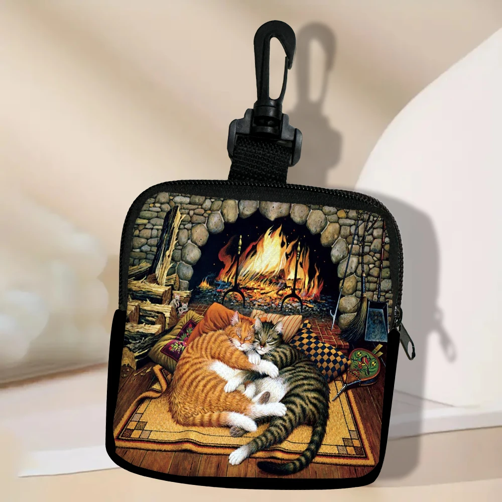Portafoglio portamonete di grande capacità con stampa di gatti divertenti Borsa portamonete digitale impermeabile, scelta ideale per i regali