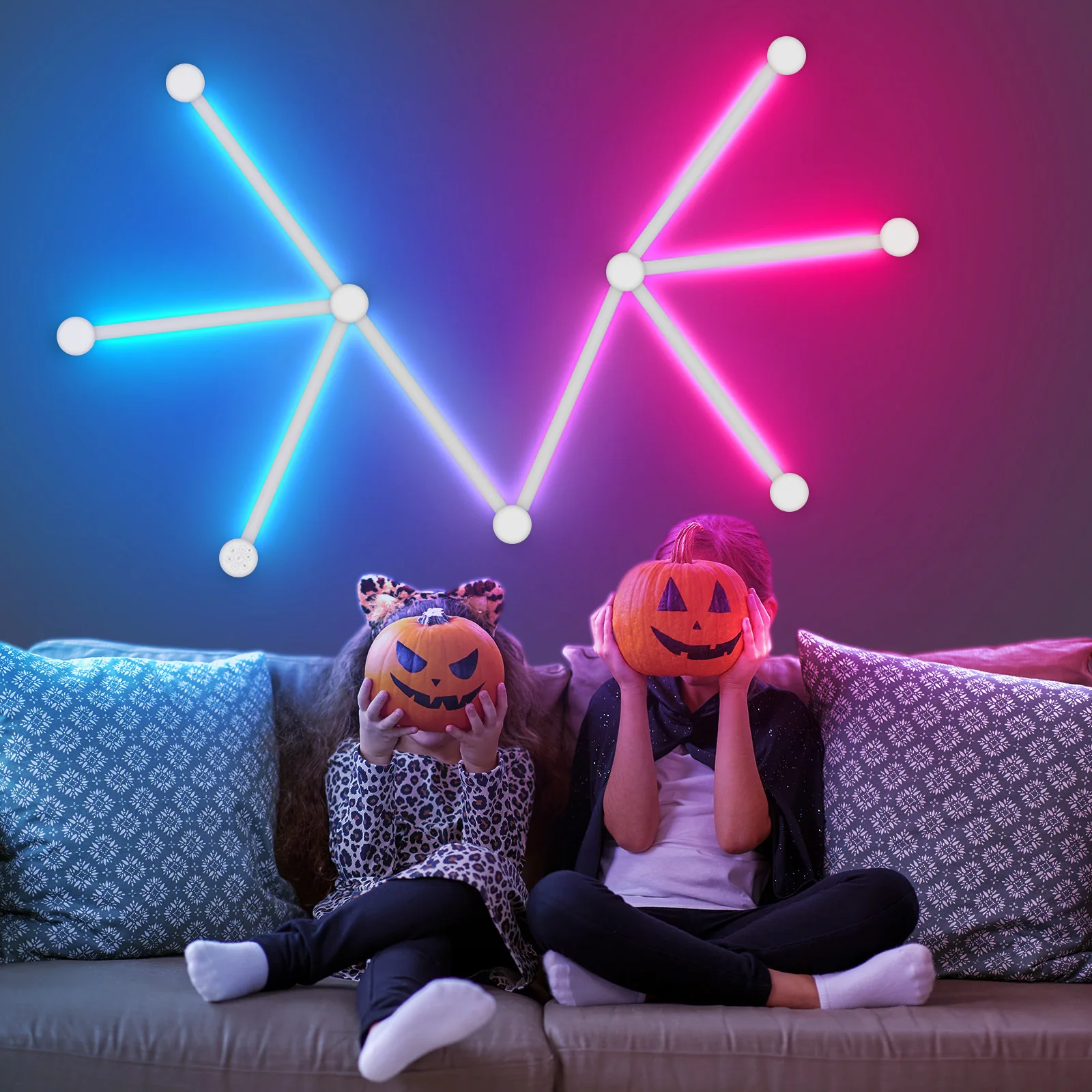 RGBIC-Applique Murale LED Intelligente WIFI, Lumière à Intensité Variable, Compatible avec Alexa Google Home, Décoration Murale pour Salle de Jeux