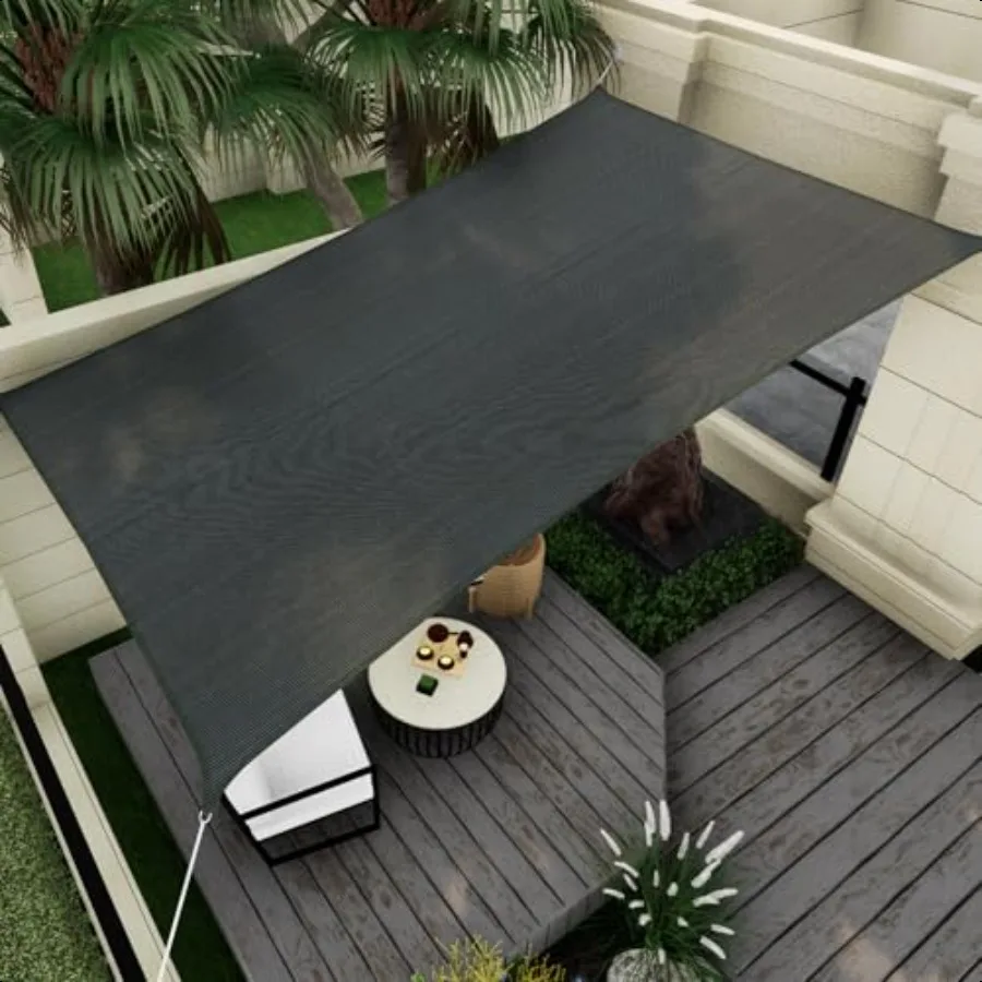 Tenda parasole per vela 8'x 10' Rec 95 Blocco UV Copertura parasole per cortile esterno Patio Prato Giardino Sandbox Carpor Grigio scuro