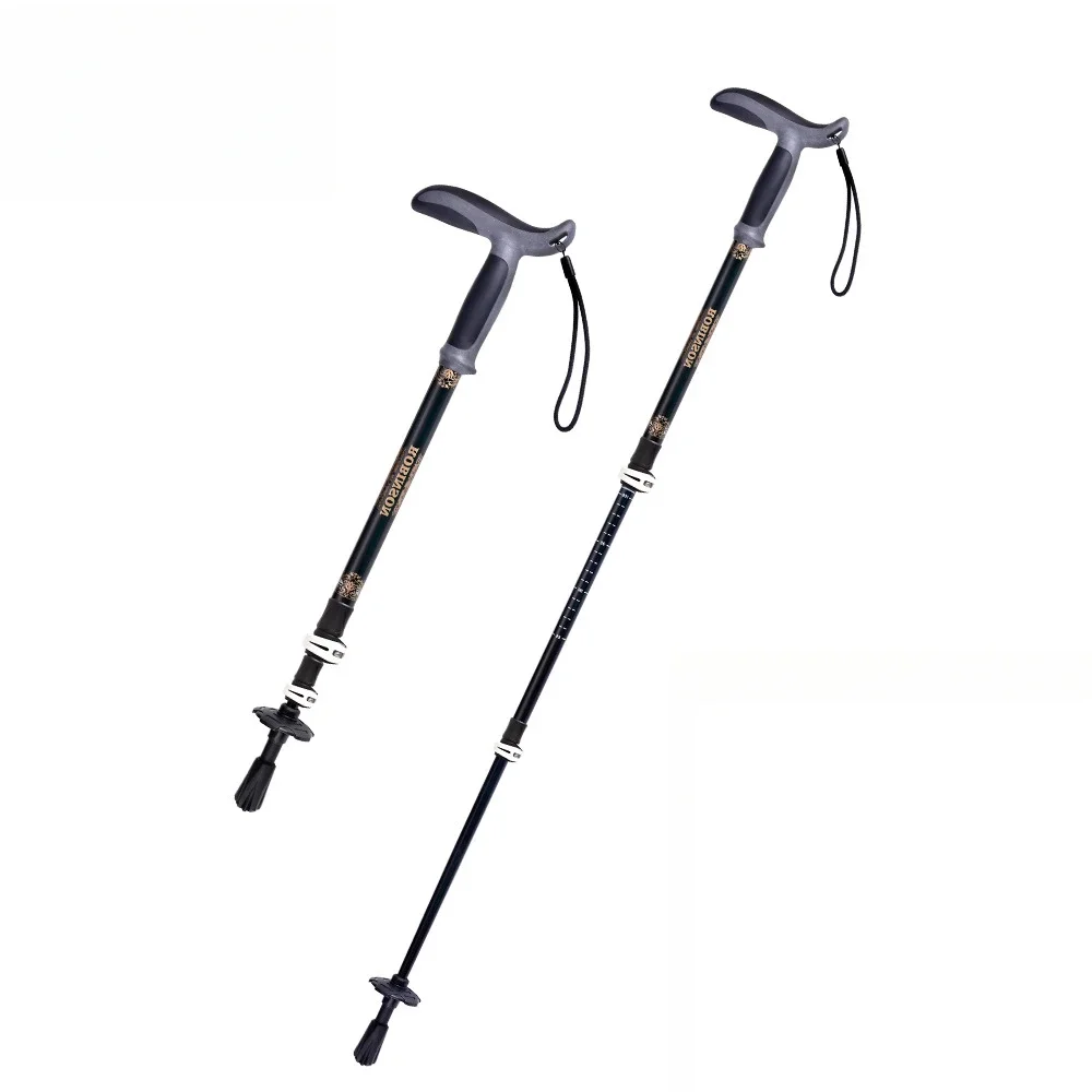 T-handle walking stick Carbon fiber ultra-light retractable outdoor hiking bend handle anti-skid stick