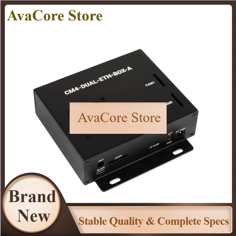 AvaCoreWaveshare Dual Gigabit Ethernet Mini-Computer Based On Raspberry Pi Compute Module 4 (NOT Included), Metal Case,with Cool