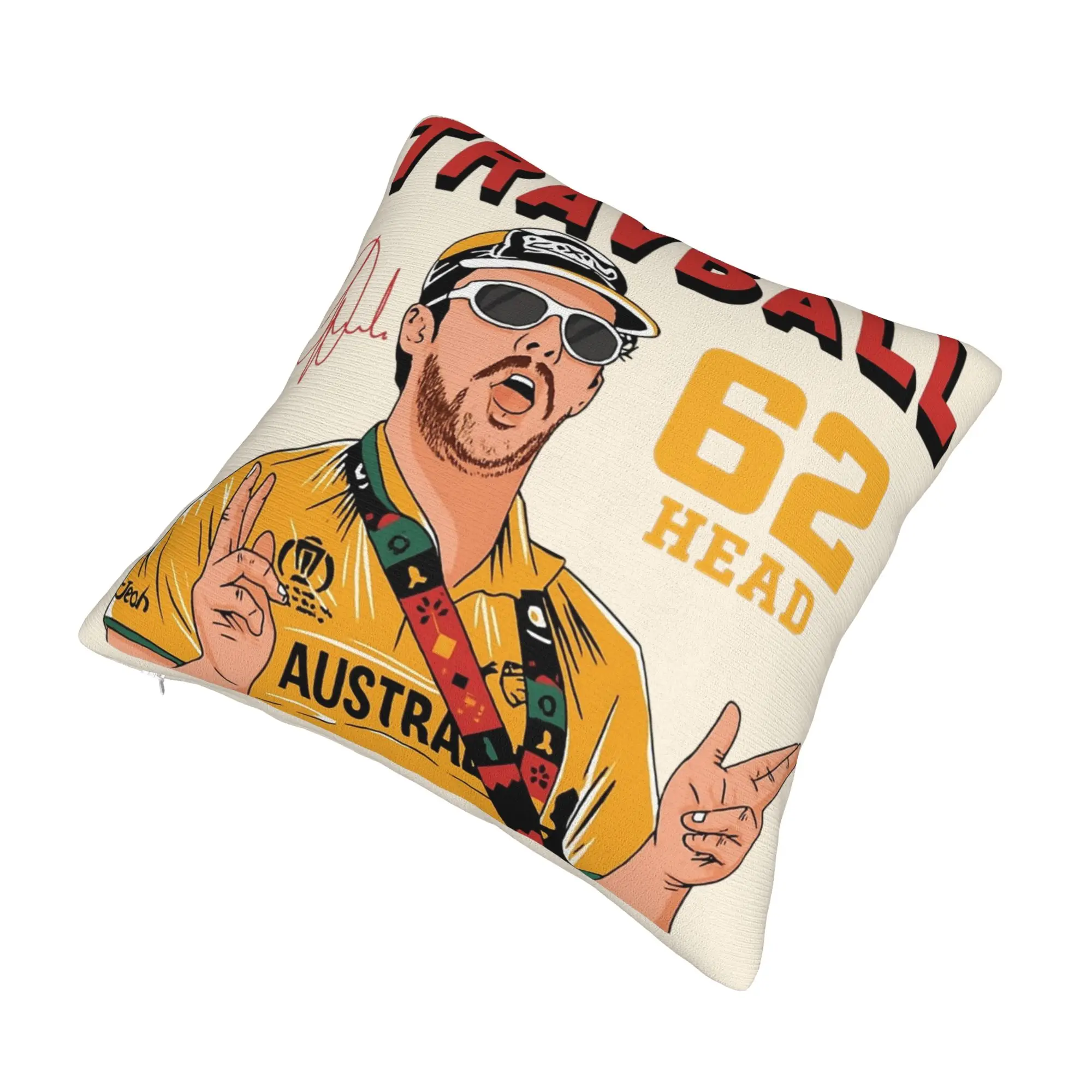 Travis Head Australian Cricket Player TravBall Pillowcase Printed Cushion Cover Decorations Throw Pillow Case Cover Home Square