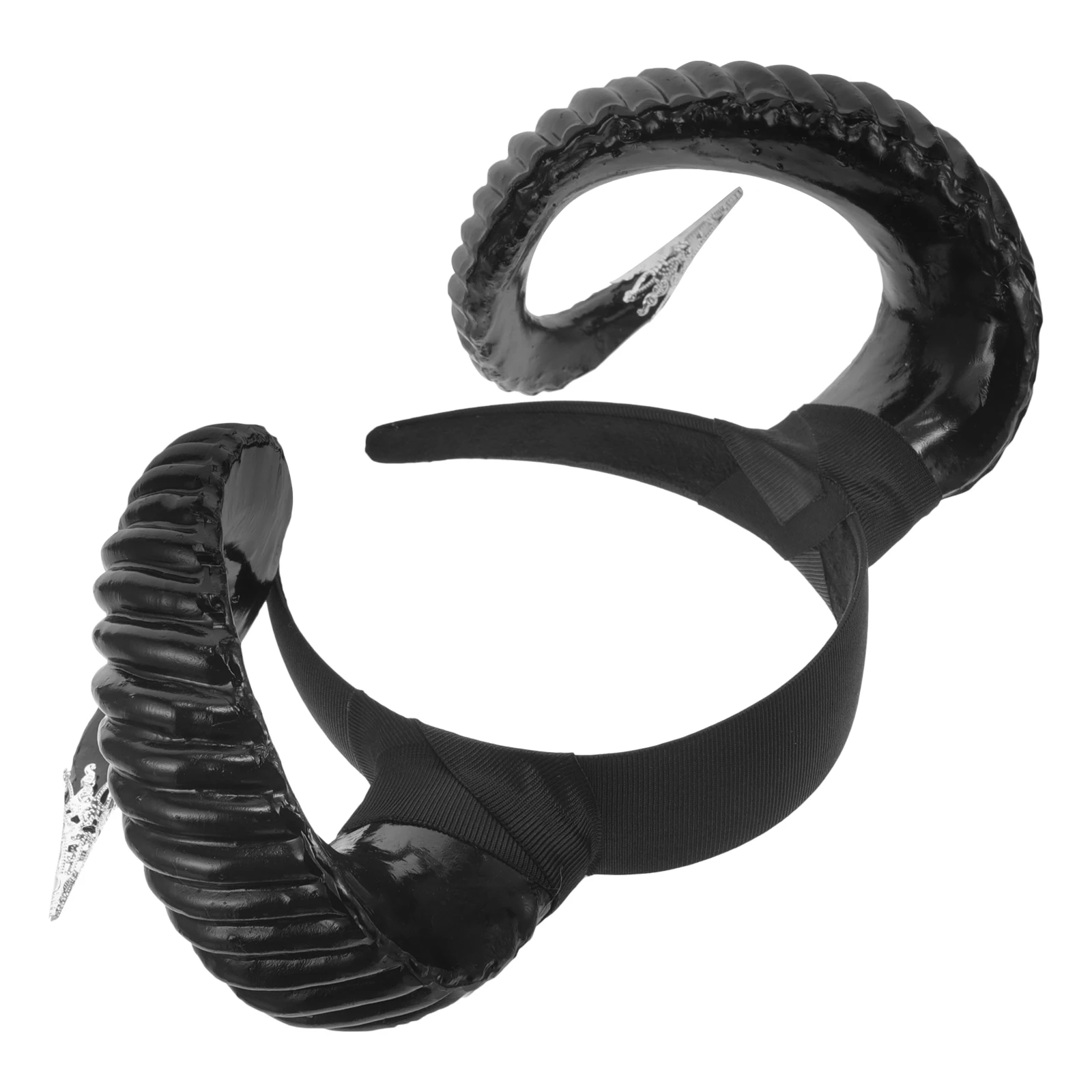 

Sheep Horns Headband Adult Halloween Cosplay Ears Hair Accessories Black Single Silver Decor Plastic Goat Hoop Women Headdress