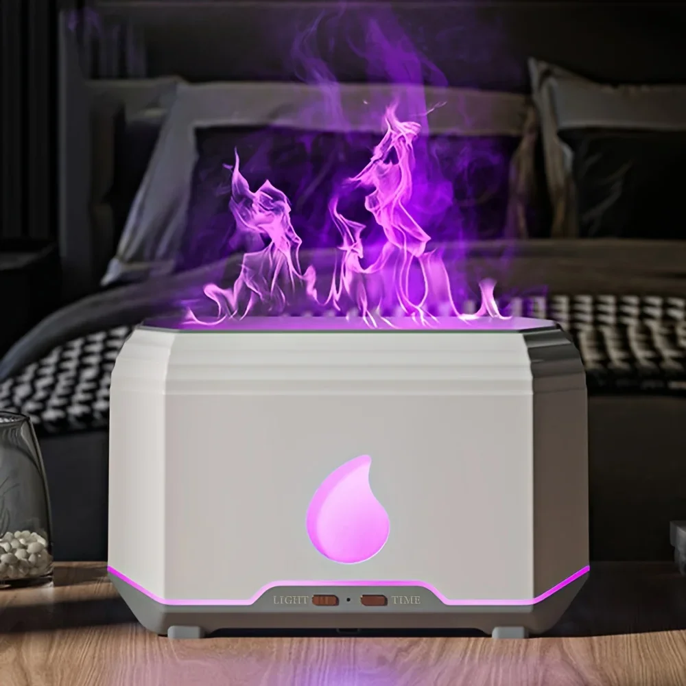 Humidificador de llama de simulación increíble para dormitorio, sala de estar, coche, 3 en 1, luz nocturna, humidificador de aire, 1 unidad