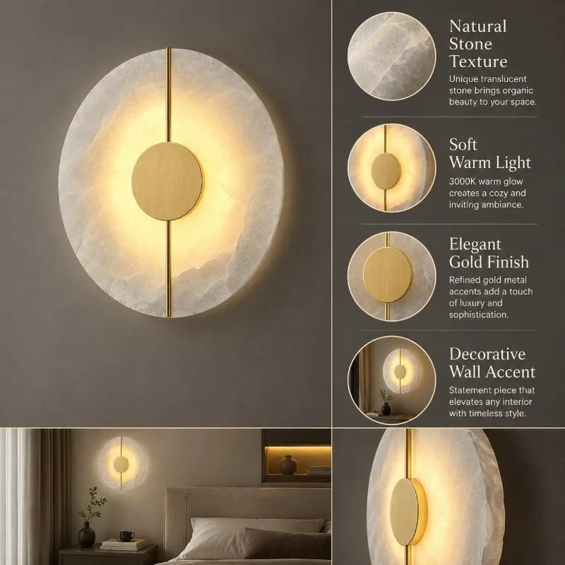 

Cloudstone Decorative Wall Light - Modern Minimalist LED Light Suitable For Living Room Bedroom Hotel Room Dining Room