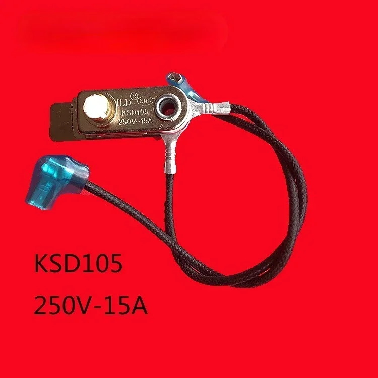 Interruptor elétrico do fogão de pressão, controlador de temperatura com fio do plugue, ksd105, 250v, 15a, 1 parte