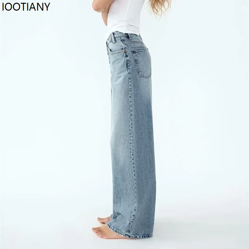 Retro Basic Irregular Women's Jeans Fashion Personality Washed Wide-leg Straight Jeans Loose High Waist Asymmetric Casual Pants
