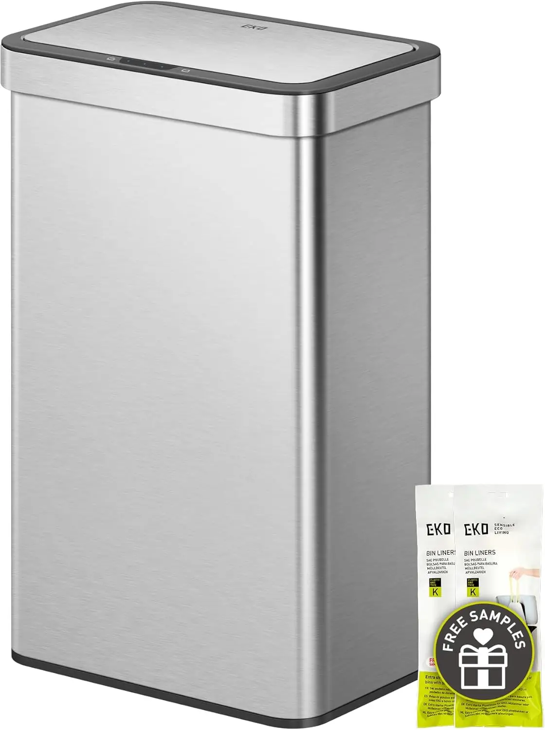 

Мусорный бак с двумя отделениями и датчиком движения, 30 л + 30 л, автоматический кухонный контейнер для переработки на 16 галлонов с крышкой с мягким закрыванием