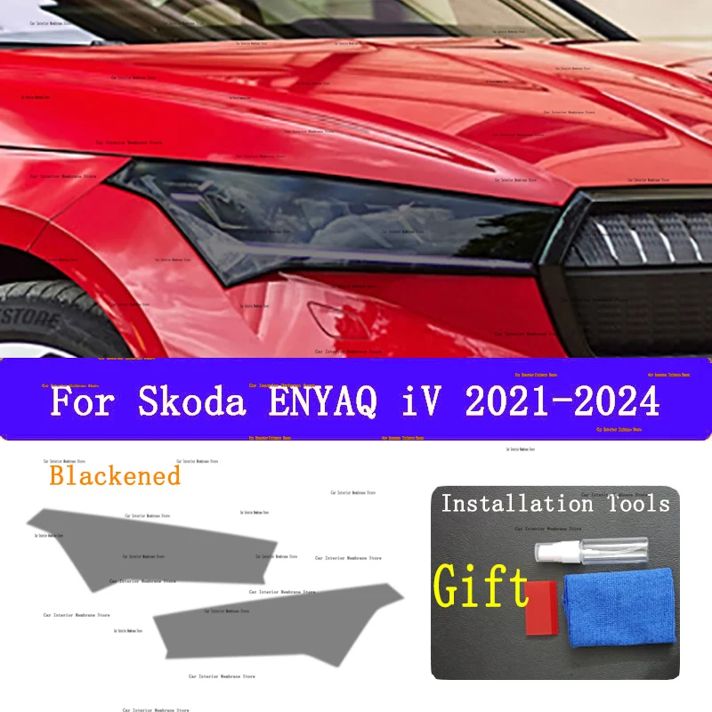 For Skoda ENYAQ iV 2021-2024 Car Exterior Headlight Anti-scratch Front Lamp Tint TPU Protective Film Cover Repair Accessories