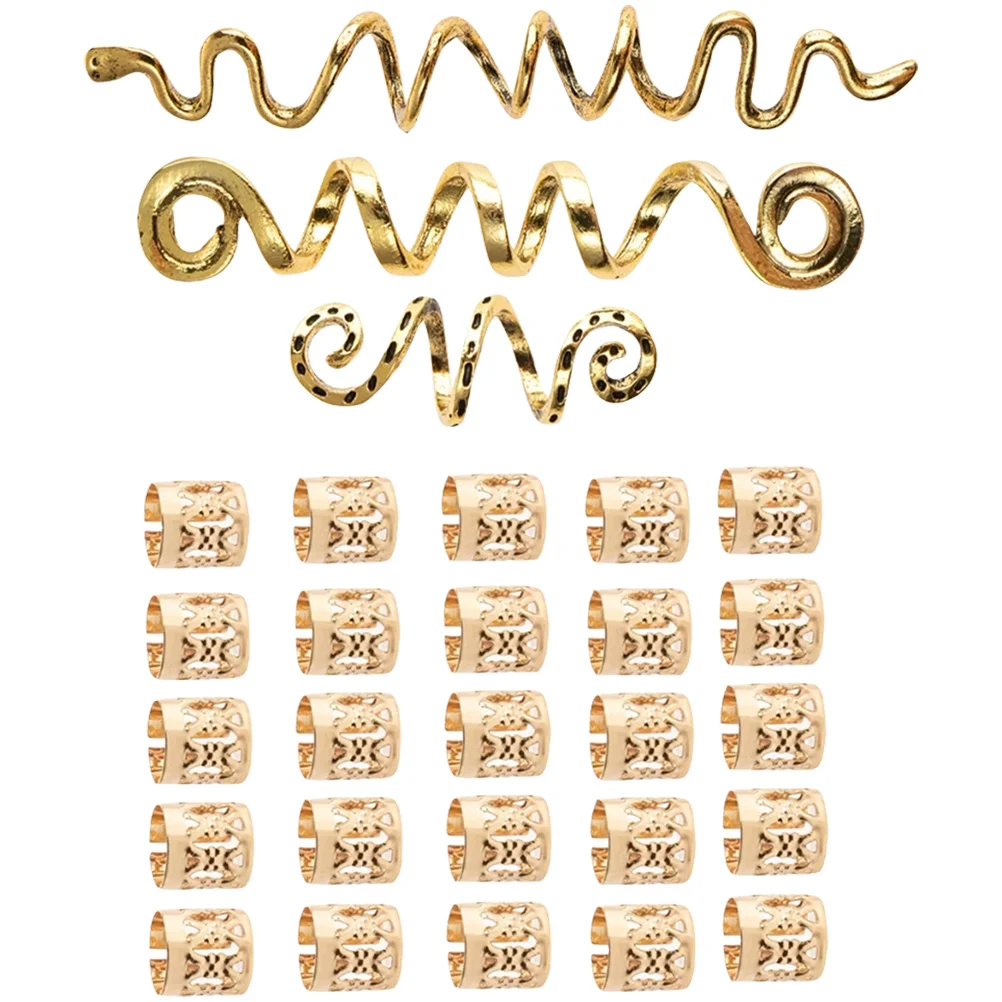 

28pcs Retro Clips Snake Hair Accessories For Women Dreadlock Braiding Jewelry Big Beads Braid Hair Charms Wedding Party Gift