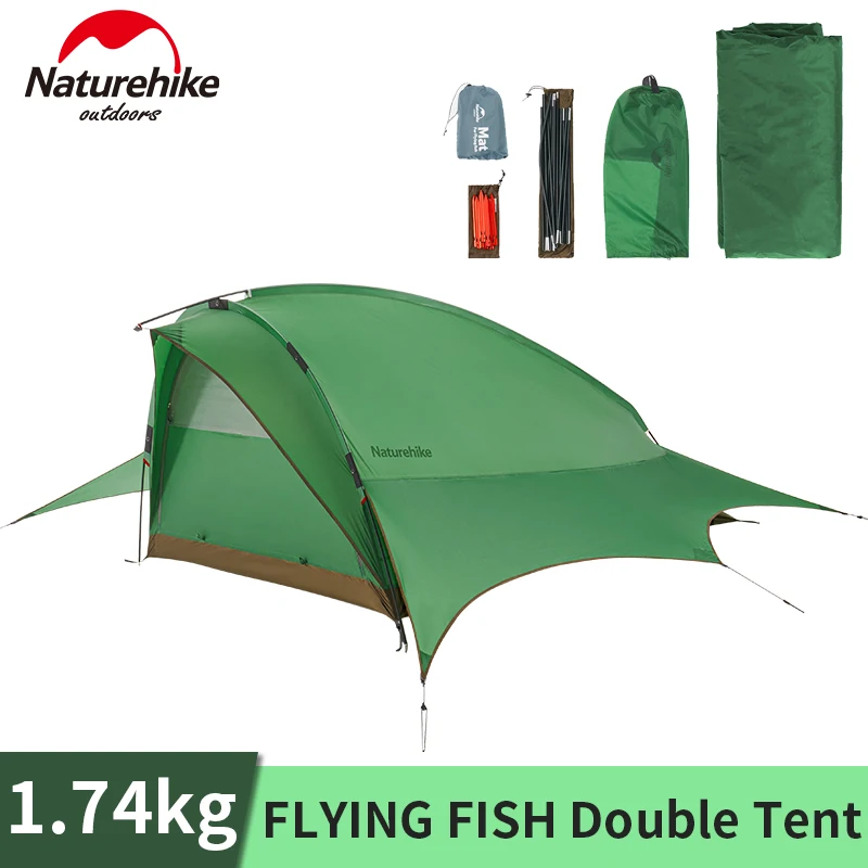 

Naturehike Double Tent Camping Hiking Raised Roof Portable Lightweight Windproof 20D Nylon Waterproof Breathable Screen Window
