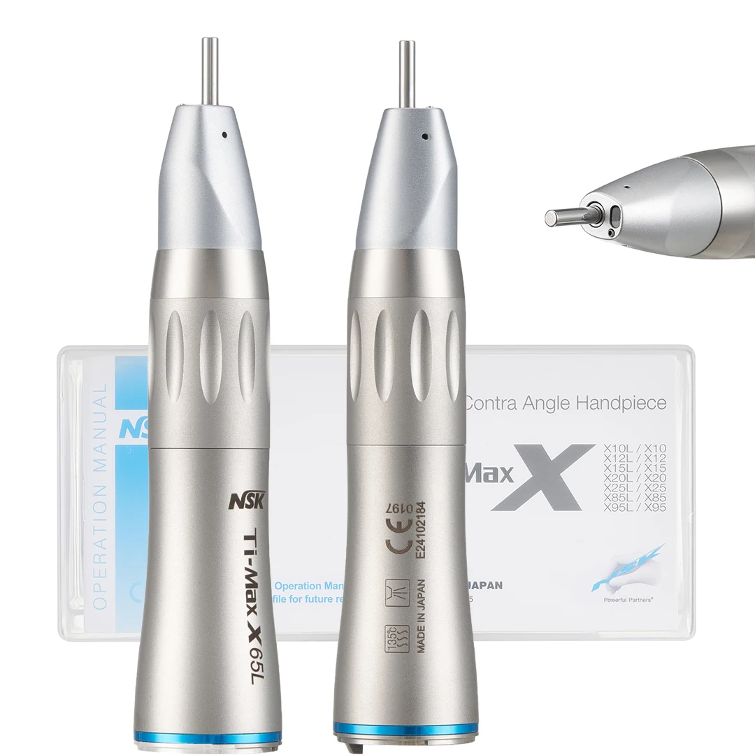 NSK Ti-MAX X65L Dental 1:1 Drive Speed Straight Handpiece Fiber Optic Dentistry Low Speed Handpiece Blue Ring Fit E Type Motor