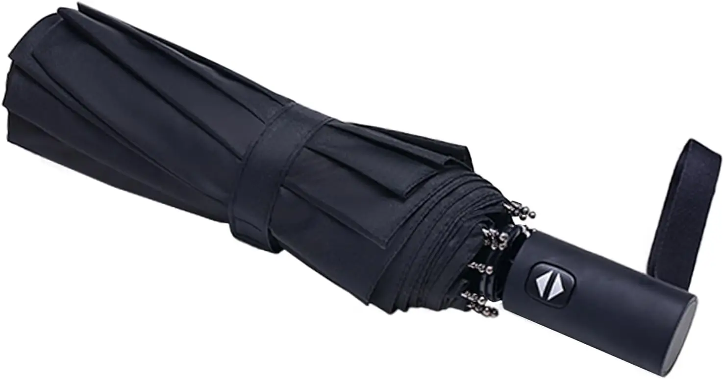 

Essentials Umbrella Windproof Compact Collapsible Light, Automatic, Strong and Portable, Wind Resistant Folding Small Umbrella f