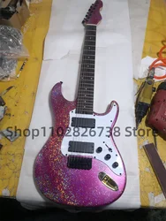 7-string Metallic Purple Electric Guitar Flash Grain body Rosewood fingerboard fixed bridge 24 Frets Rosewood fingerboard locked