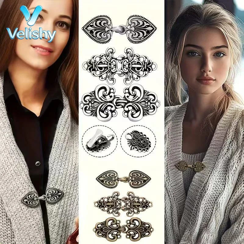 【New】Fashion Winter Retro Sewing Cardigan Clip Sweater Blouse Pin Shawl Brooch Clip Clasps Casual Party Accessories Gift