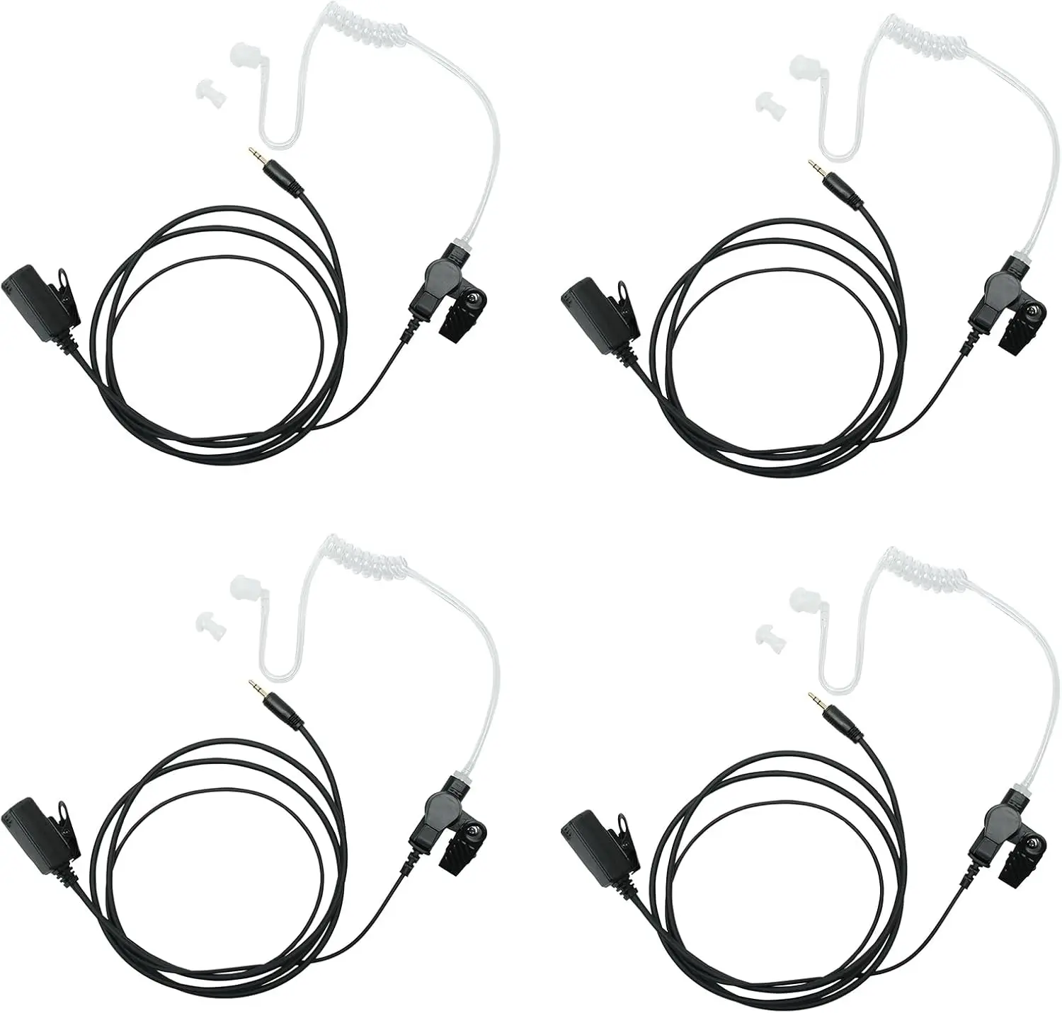 Earpiece Microtalk Headset with Mic PTT 1 Pin 2.5MM Compatible with Cobra  with Covert Acoustic Tube 4 Pack