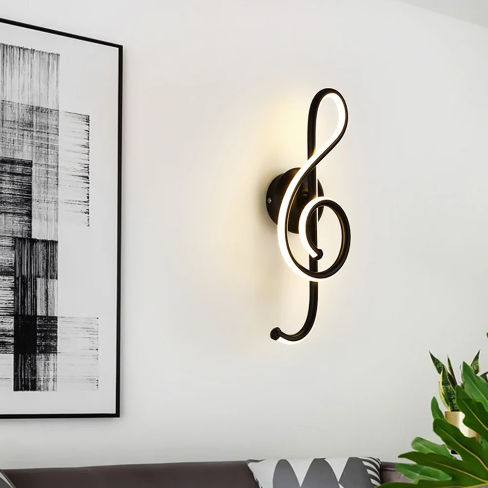 Imagem -04 - Lâmpadas de Parede Led Estilo Nórdico para Quarto Luz Quente e Branca Música Clef Shape Iluminação para Sala de Estar