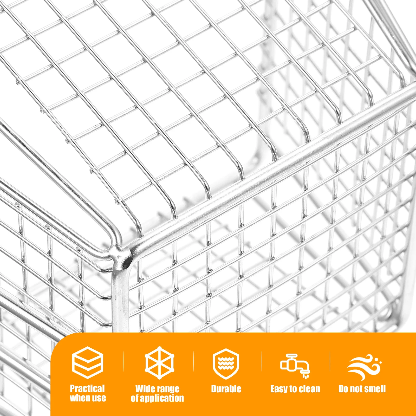 

1Pcs Stainless Steel Frying Basket Heat Resistant Snack Basket for French Fries Oil Separation Kitchen Strainer Cooking Tool