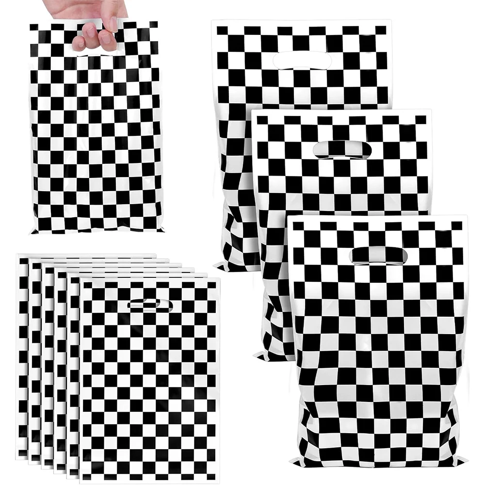 20/30Pcs Racing Party Treat Bag Black and White Checkered Goodie Gift Bag Race Car Birthday Monster Truck Party Favor Decoration