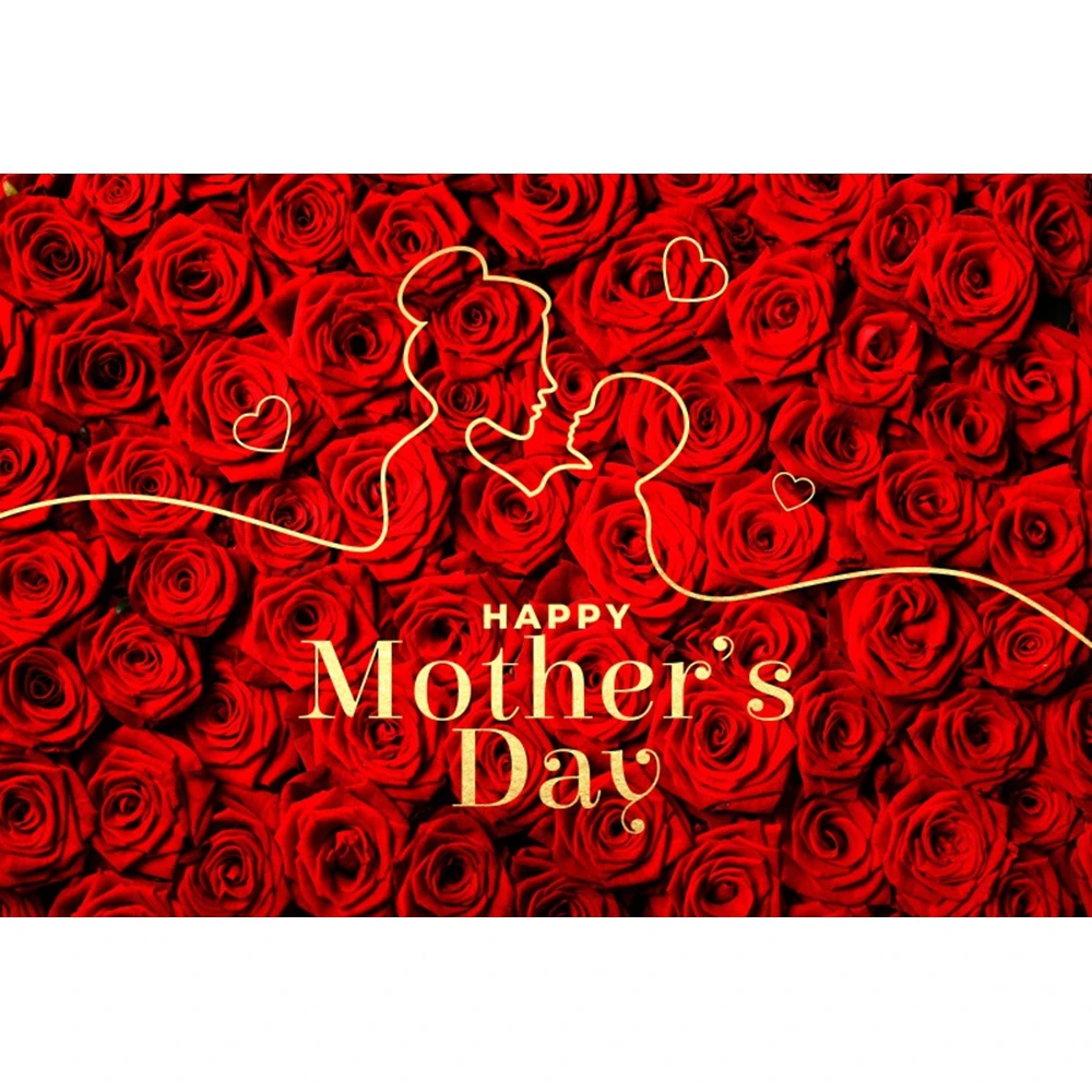 Happy Mother's Day Backdrops For Photography Rose Heart Lover Woman Festival Party Decor Photography Background Studio Shoots