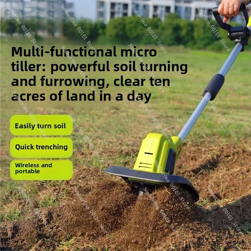 Electric scarifier, lithium battery micro household excavator, earth tiller, weeding and trenching rotary tiller