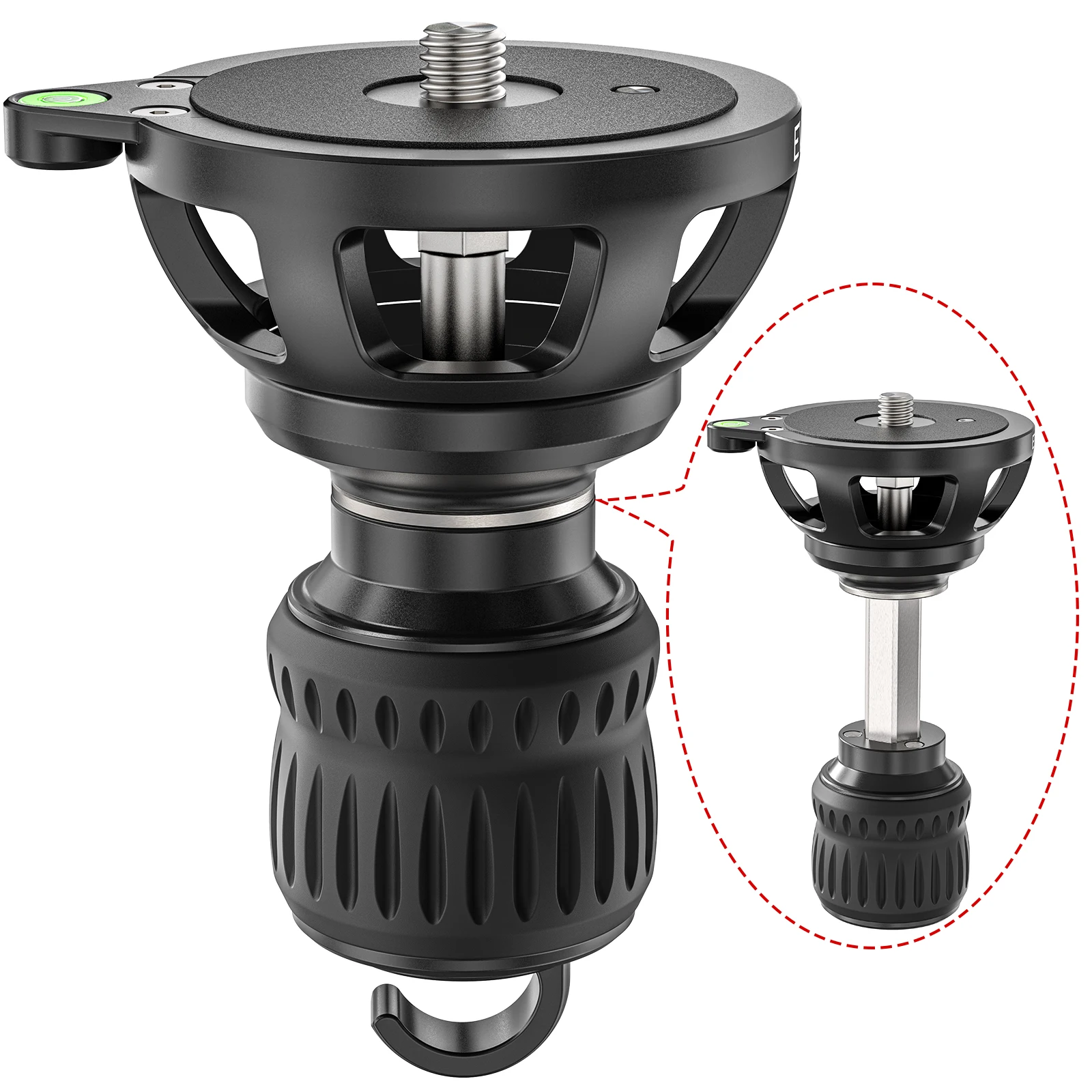 EVUMO B75M 75mm Half Ball Bowl Adapter Flat Semisphere Converter Retractable CNC Mount 3/8'' Screw for Tripod Adjust Balance