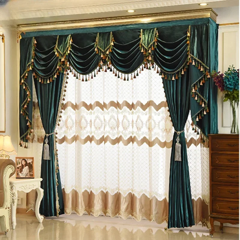 

European Italian Velvet Curtains for Living Room Bedroom Luxury Solid Color Curtain Valance Window Treatments Custom Drapes