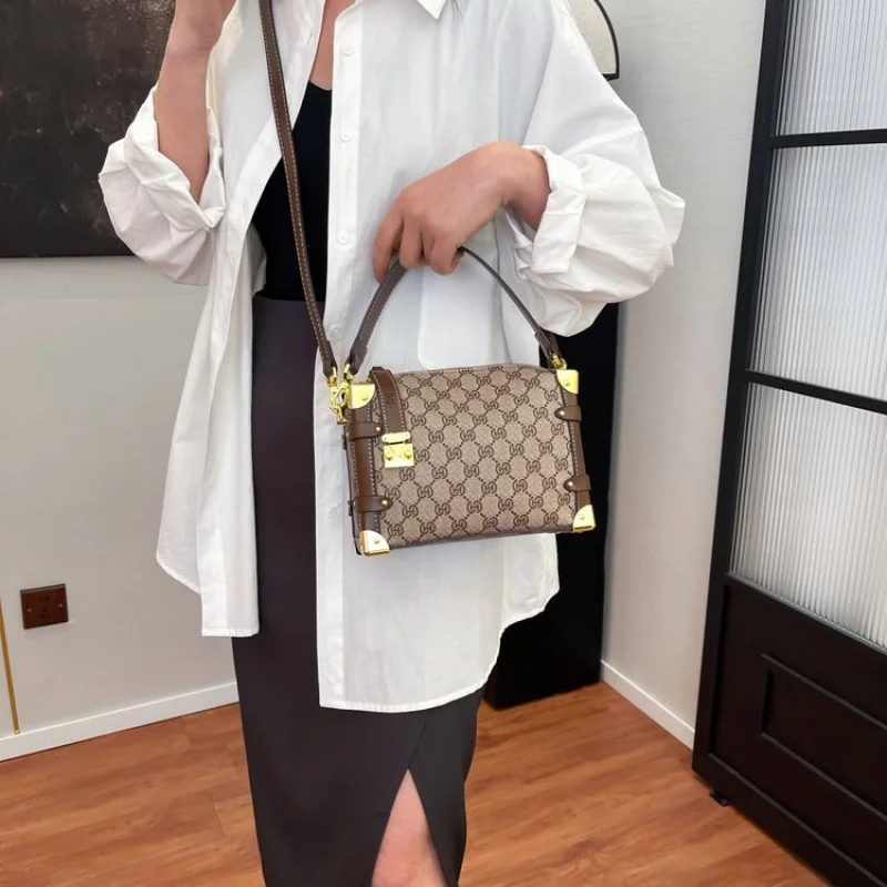 

Классическая кожаная сумка через плечо для женщин, популярная сумка со съемным ремешком, элегантная сумка через плечо люксового бренда