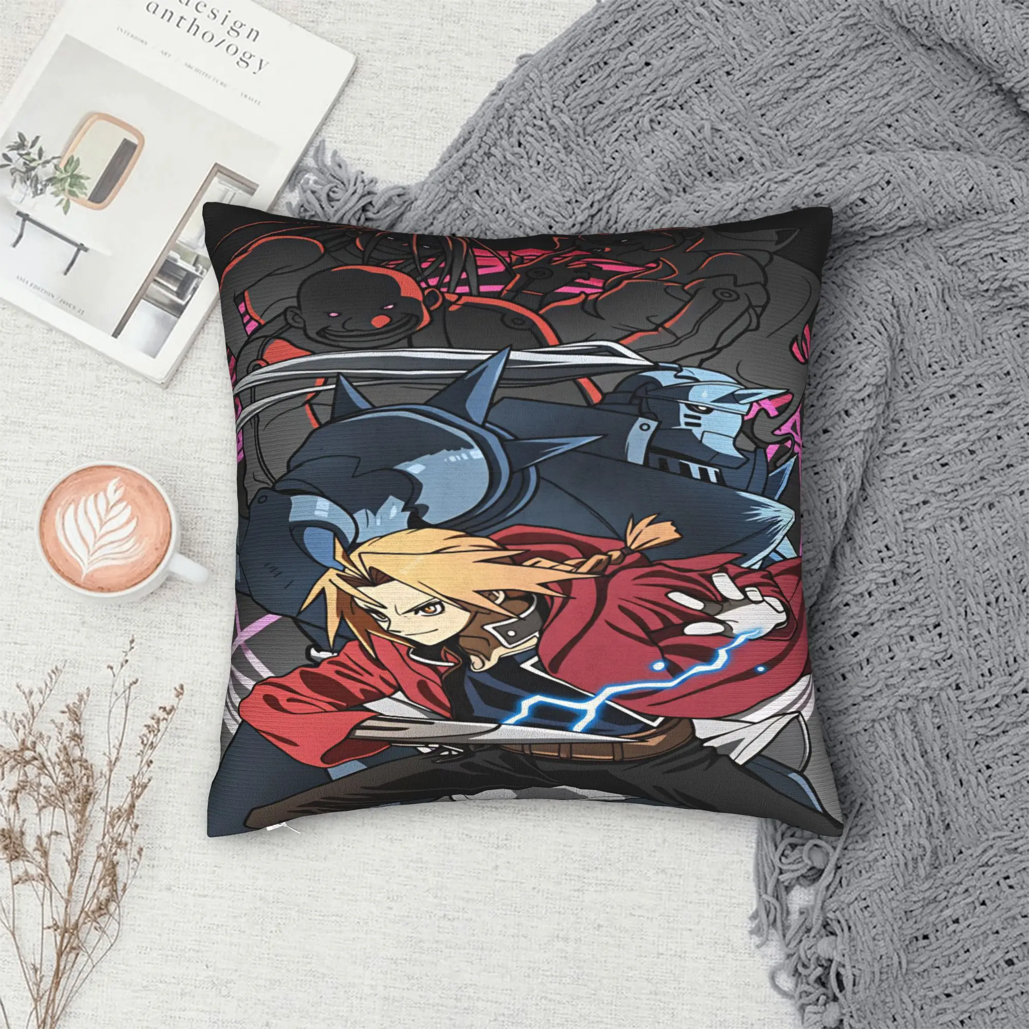 Roy Mustang Pillow Case Fullmetal Alchemists Comfy Pillow Cover For Living Room Chair Funny Cushion Cover