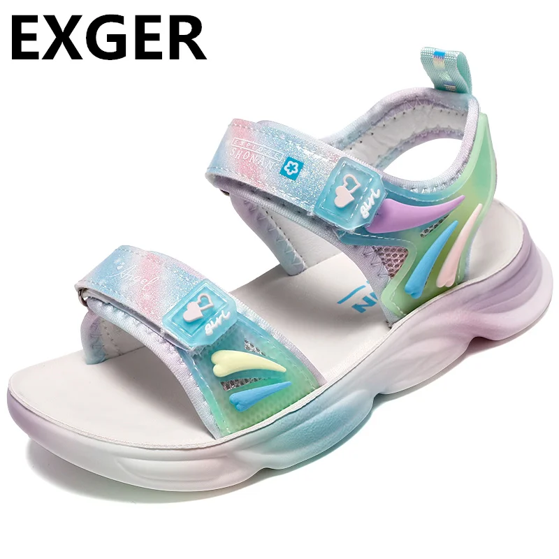 Girls' Sandals 2023 Summer New Princess Shoes Primary School Students' Anti slip Soft Sole Girls' Sports Beach Shoes