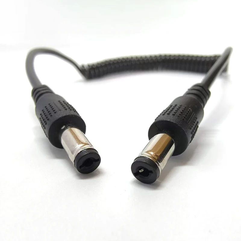 1PCS DC 5.5*2.1mm Male to 5.5*2.1mm Male Plug Power Coiled Cable，DC 5.5 x 2.1 mm Extension Spring Cord for LED Strip, CCTV