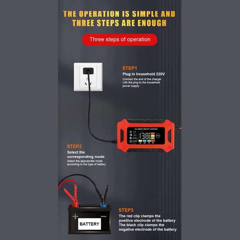 Multipurpose Motorcycle Battery Charger Fully Automatic Battery Maintainer 12V Temperature Compensation Electric Devices For Car