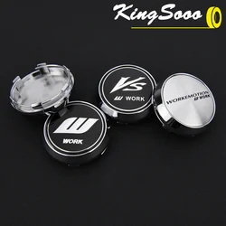 4PCS JDM Sport Rim Cap 64mm Clip WORK Wheel Caps Wheel Center Caps Hub Cap Black & Silver