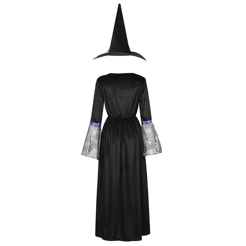 Witch Costume Women Long Sorceress Classic Dress Adult Renaissance Outfits Halloween Dress-up Disguise Role Playing Party Outfit