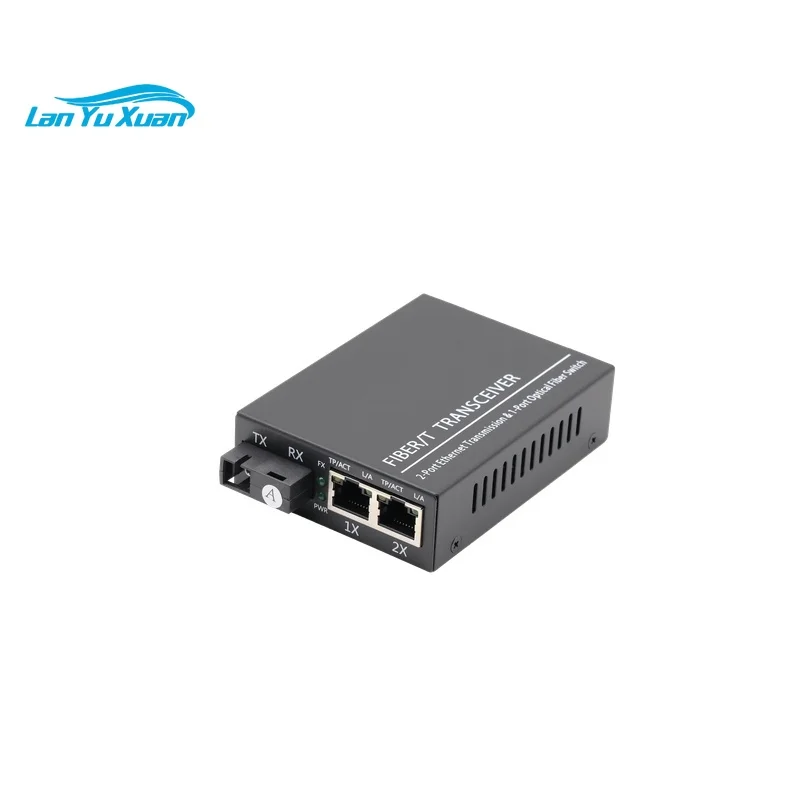 Gigabit Media Converter 1 Fiber 2 RJ45 SC Single Mode 10/100/1000Base-T to 1000Base LX Fiber Converter 2 Ethernet Ports 3KM